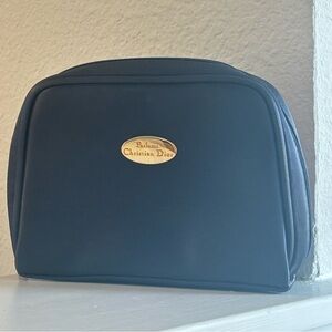 Christian Dior Perfumes Small Vintage Blue Cosmetic Make Up Travel Bag Pouch